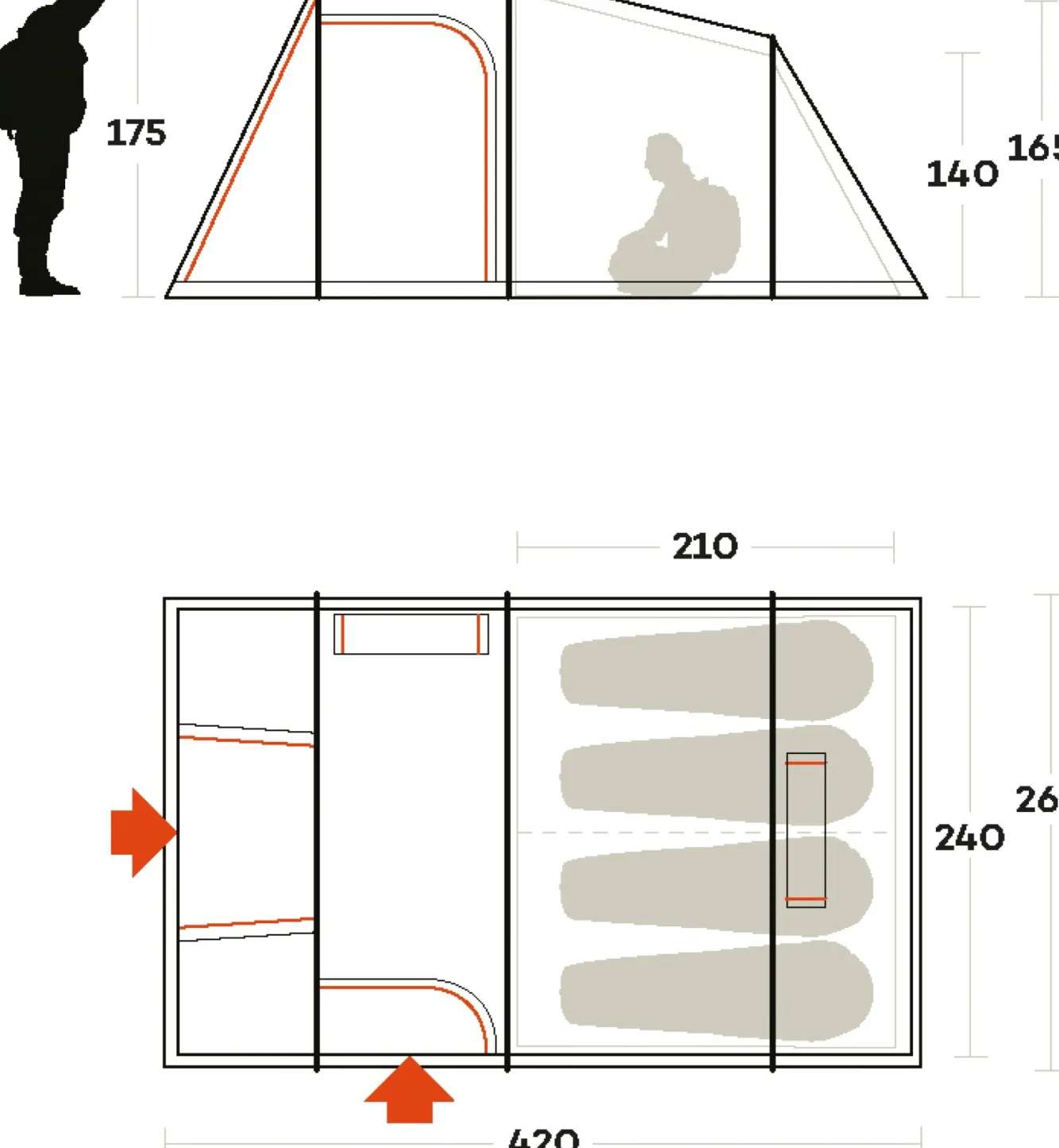 Ferrino TENDA METEORA 4 bordeaux> Famiglia | Camping