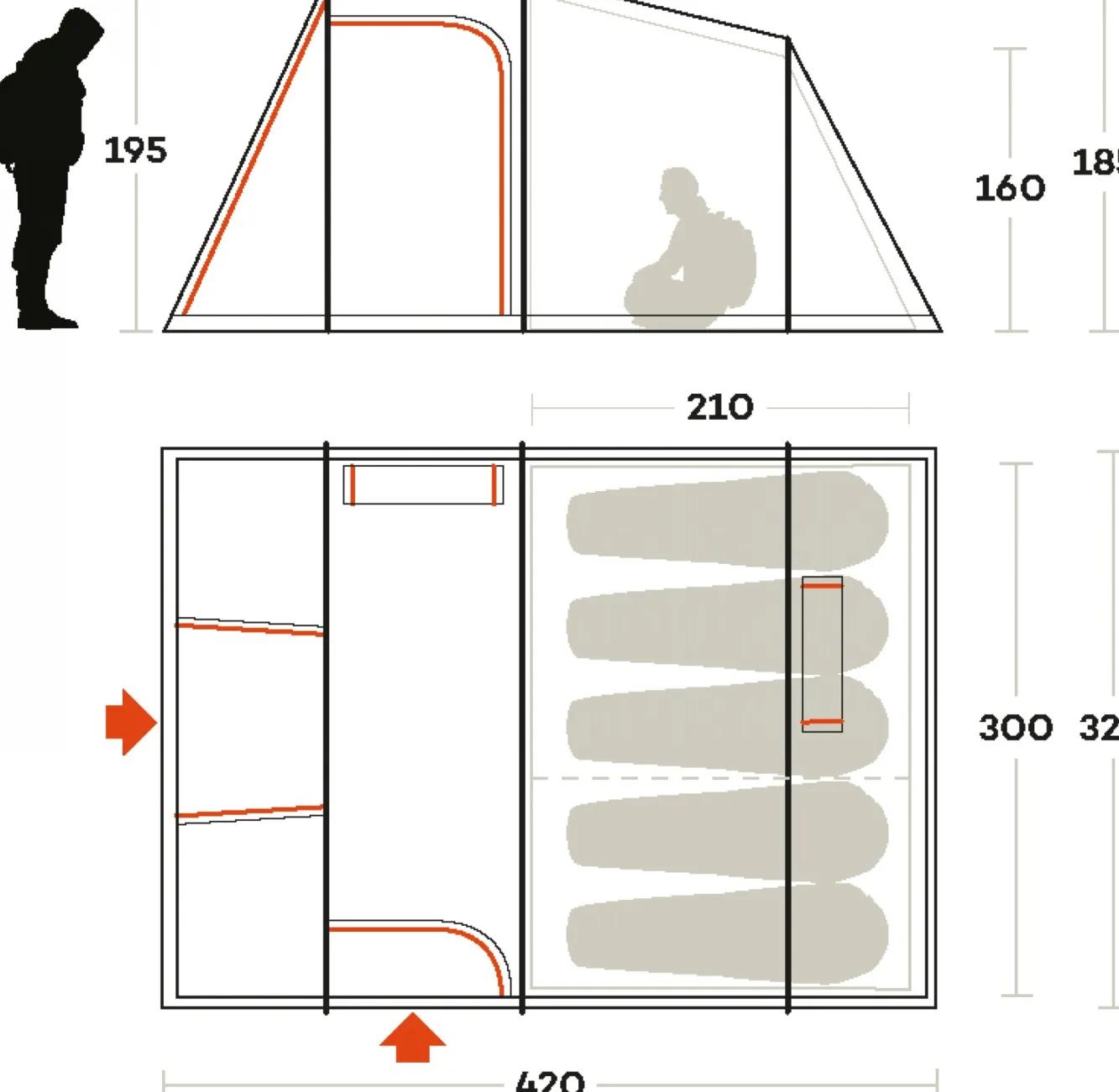 Ferrino TENDA METEORA 5 mustard> Famiglia | Camping